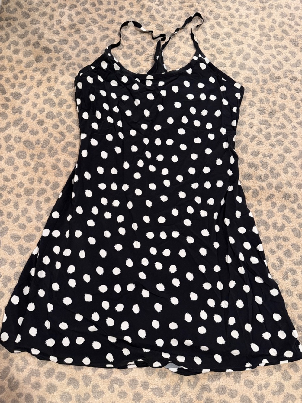 Outdoor Voices Black Polka Dot workout dress with attached shorts